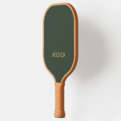 Minimalistisch donkergroen gouden script gepersona pickleball paddle (Links)