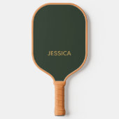 Minimalistisch donkergroen gouden script gepersona pickleball paddle (Voorkant)