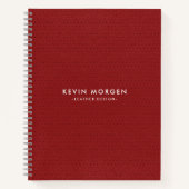Minimalistisch donkerrood  kunstleder notitieboek (Voorkant)