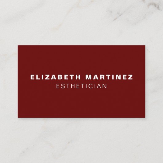 Minimalistisch donkerrood, modern, Gepersonaliseer Visitekaartje (Voorkant)