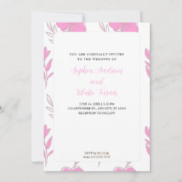 Minimalistisch donkerroze en bruine bruiloft kaart