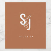 Minimalistisch donkerterracotta Bohemian Wedding Wijn Etiket (Enkel label)