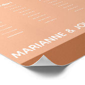 Minimalistisch donkerterracotta Wedding Seding Cha Poster (Hoek)