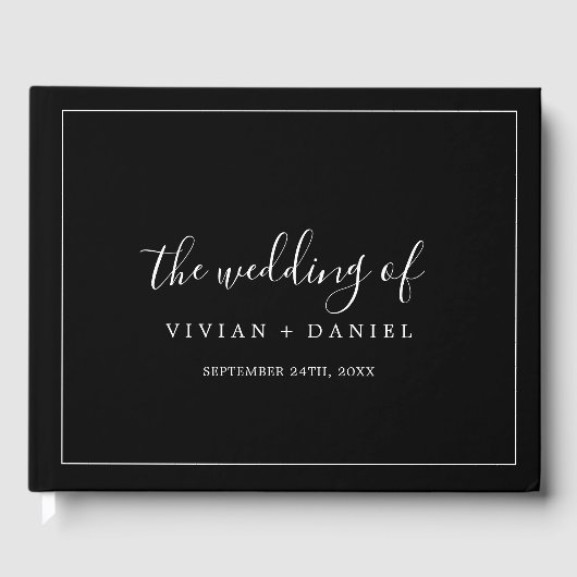 minimalistisch | Donkerzwarte bruiloft Gastenboek (Voorkant)