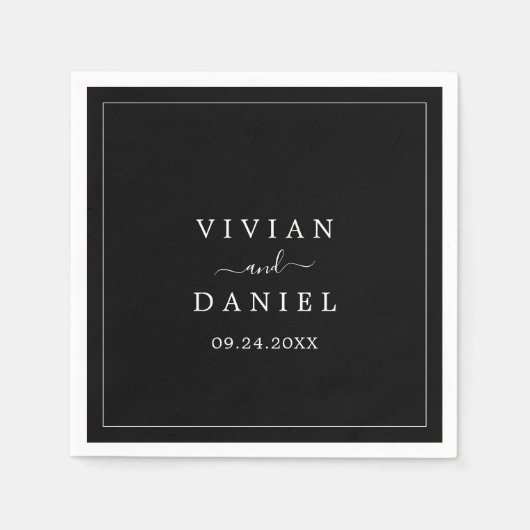 minimalistisch | Donkerzwarte bruiloft Servet (Voorkant)