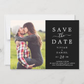 minimalistisch | Donkerzwarte foto De datum opslaa Magnetische Uitnodiging (Voorkant)