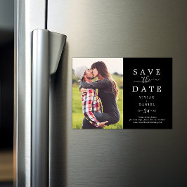 minimalistisch | Donkerzwarte foto De datum opslaa Magnetische Uitnodiging