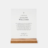 Minimalistisch doopgebed gepersonaliseerd acryl bord (Voorkant)