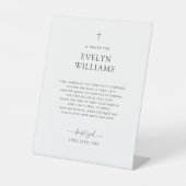 Minimalistisch doopgebed gepersonaliseerd reclamebord met voetstuk (Voorkant)