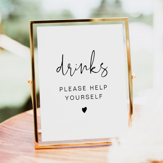 Minimalistisch drankbord, huwelijksdrankstation poster