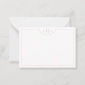 Minimalistisch drie monogram één rand | Blush Pink Notitiekaartje (Voorkant)