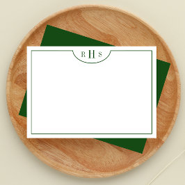 Minimalistisch drie monogram één rand | Groen Notitiekaartje