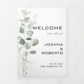 Minimalistisch drievoudig eucalyptusprogramma drieluik uitnodiging (Cover)