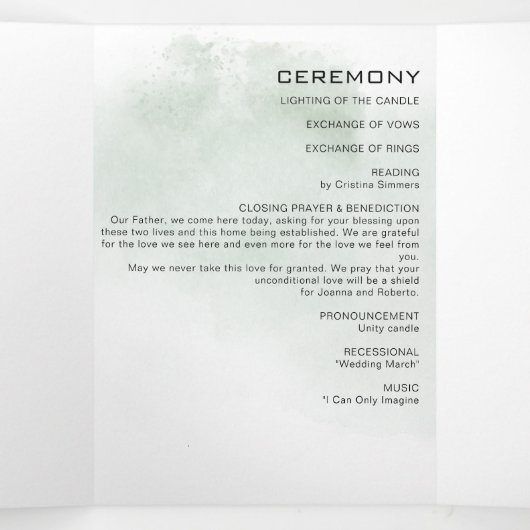 Minimalistisch drievoudig eucalyptusprogramma drieluik uitnodiging (Binnenkant midden)