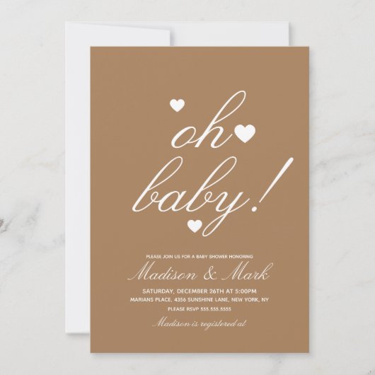Minimalistisch drijvend Baby shower Kaart (Voorkant)