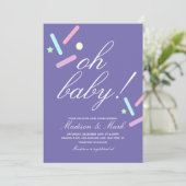 Minimalistisch drijvend Paars Baby shower Kaart (Staand voorkant)