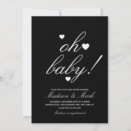 Minimalistisch drijvend wit zwart Baby shower Kaart (Voorkant)