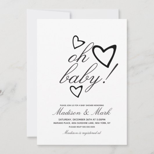 Minimalistisch drijvend zwart Baby shower Kaart (Voorkant)