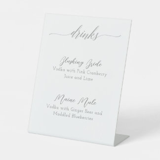 Minimalistisch drink-bord, streepjesbord, trouwbor reclamebord met voetstuk