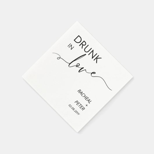Minimalistisch Drink in Love Black White Modern Pa Servet (Hoek)