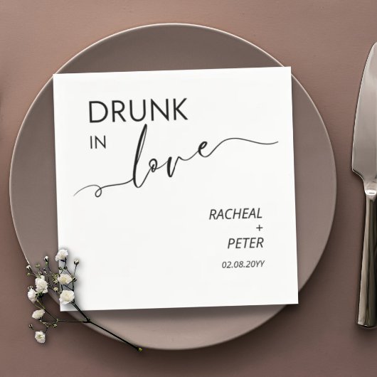 Minimalistisch Drink in Love Black White Modern Pa Servet