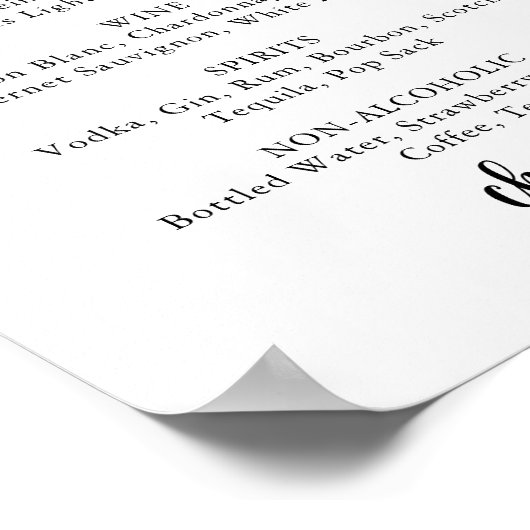 Minimalistisch Drink van het Menu van het Weddensc Poster (Hoek)