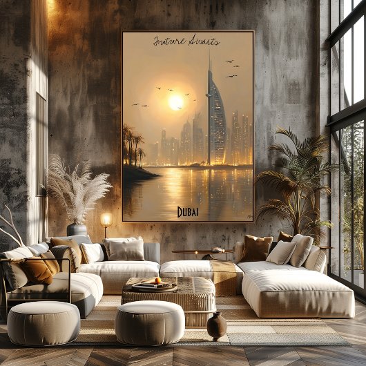 Minimalistisch Dubai Skyline Poster – Midden-Ooste