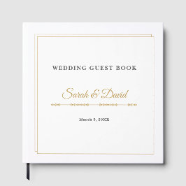 Minimalistisch dubbel gouden rand trouwgastenboek gastenboek