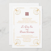 Minimalistisch dubbelgeluk Chinese bruiloft Kaart (Voorkant / Achterkant)