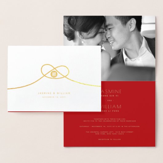 Minimalistisch dubbelgeluk met Chinese bruiloft Folie Kaarten (Display)