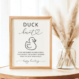 Minimalistisch Duck Hunt Baby Shower Spel Bord Poster
