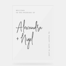 Minimalistisch duidelijk Classy Wedding Welkom Acryl Bord