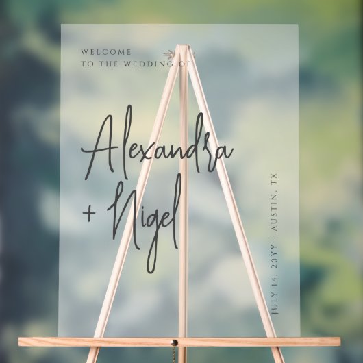 Minimalistisch duidelijk Classy Wedding Welkom Acryl Bord (Neutraal)