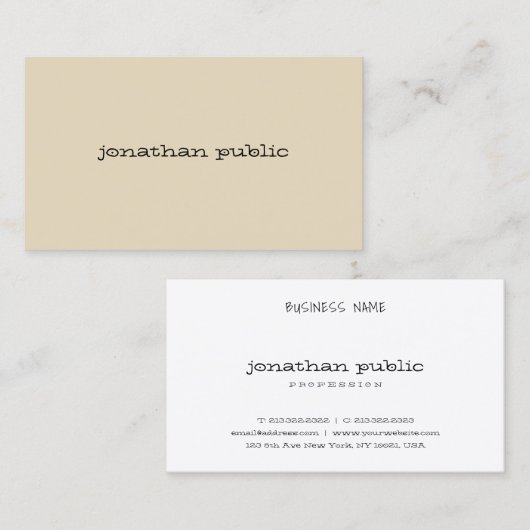 Minimalistisch Duidelijk Modern Handschrift Beige  Visitekaartje (Voorkant / Achterkant)