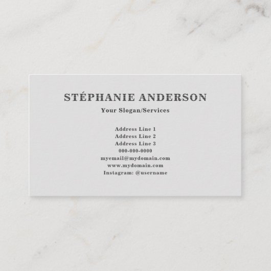 Minimalistisch dun gestreept grijs visitekaartje (Achterkant)