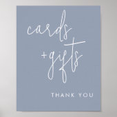 Minimalistisch Dusty Blue Kaarten en cadeaubordje Poster (Voorkant)