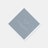 Minimalistisch Dusty Blue Monogram Initiaal Bruilo Servet (Hoek)