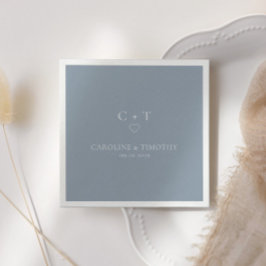 Minimalistisch Dusty Blue Monogram Initiaal Bruilo Servet