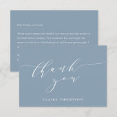 Minimalistisch Dusty Blue Vrijgezellenfeest Aangep Bedankkaart (Voorkant / Achterkant)