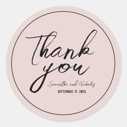 Minimalistisch Dusty Pink Calligraphy Script Bedan Ronde Sticker (Voorkant)