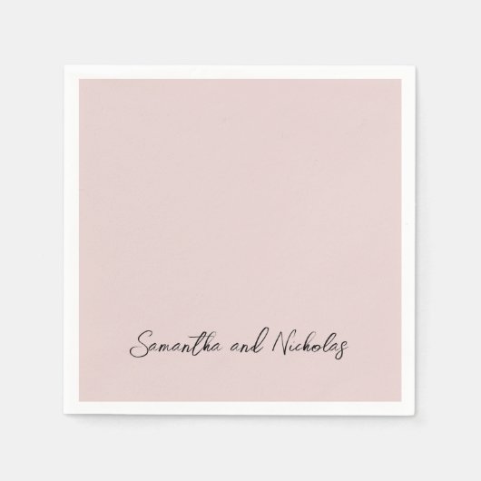 Minimalistisch Dusty Pink kalligrafiescript Servet (Voorkant)