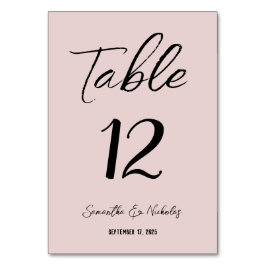 Minimalistisch Dusty Pink Table Number Kaart