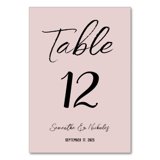 Minimalistisch Dusty Pink Table Number Kaart (Voorkant)