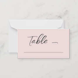 Minimalistisch Dusty Pink Table nummer Plaatskaartje