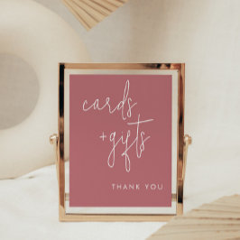 Minimalistisch Dusty Roos Kaarten en cadeaubordje Poster