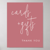 Minimalistisch Dusty Roos Kaarten en cadeaubordje Poster (Voorkant)