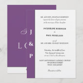 Minimalistisch Dusty Violet White Monogram Kaart (Voorkant / Achterkant)