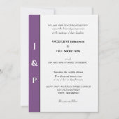 Minimalistisch Dusty Violet White Monogram Kaart (Voorkant)