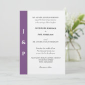 Minimalistisch Dusty Violet White Monogram Kaart (Staand voorkant)