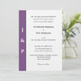 Minimalistisch Dusty Violet White Monogram Kaart